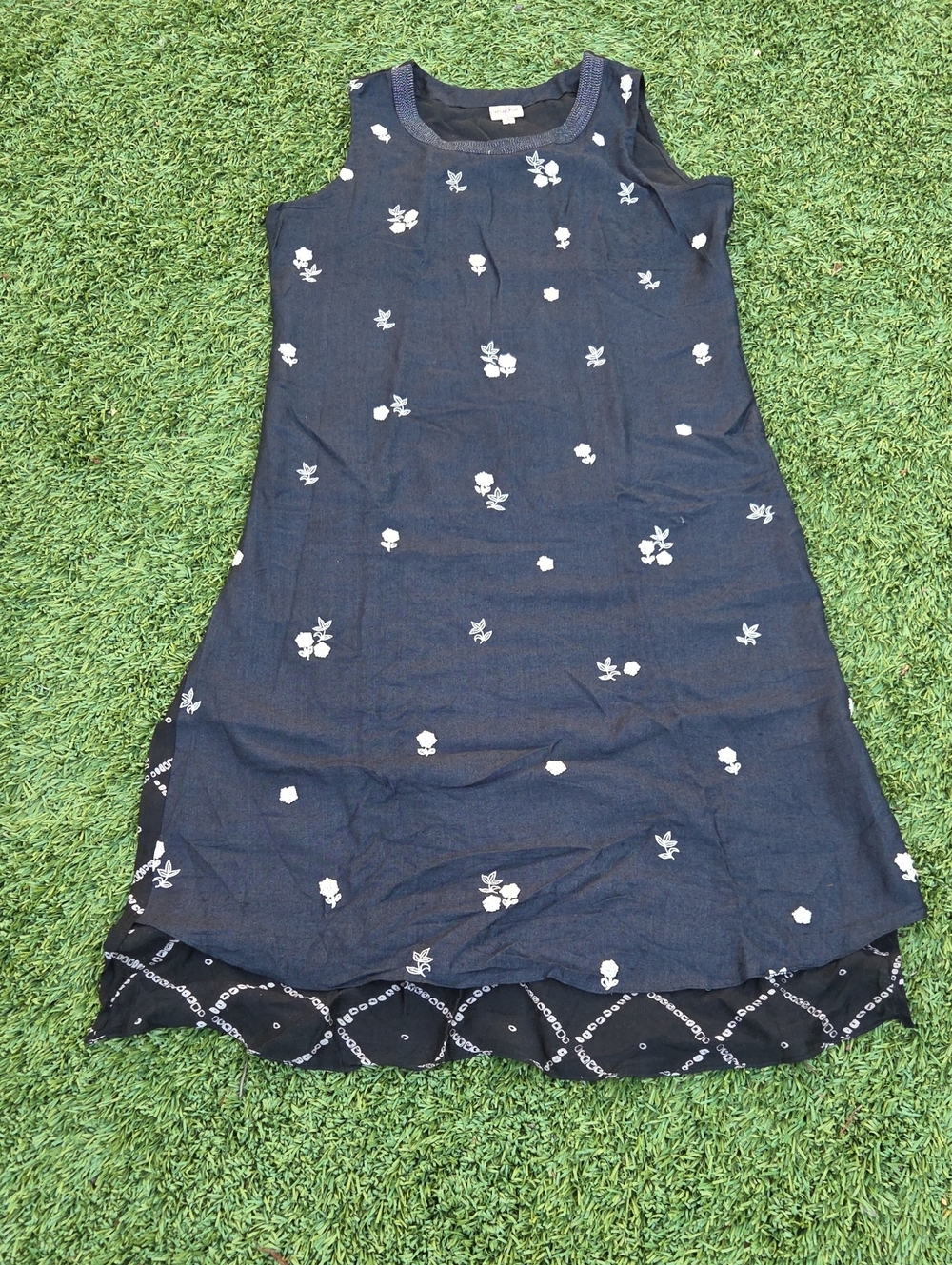 Myoho Designer Black Sleeveless Kurta Silk Cotton Size Small